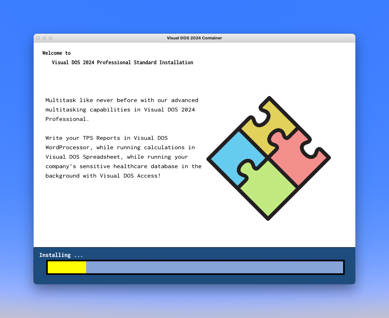 Screenshot of Visual DOS installing